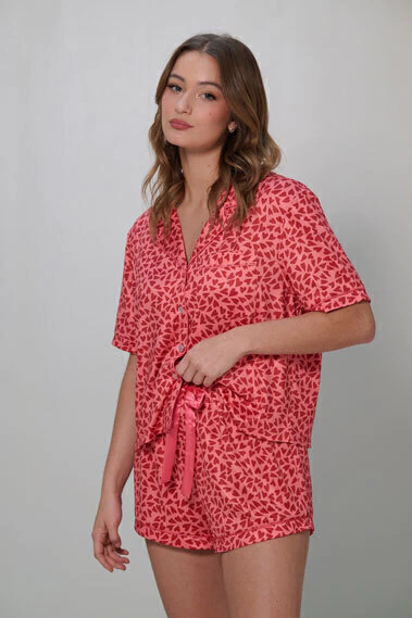 [PR10301V26.000RS.S] Confort Chic, Pijama camisero y short de seda fria (S)