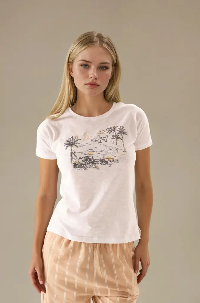Albina, Remera manga corta (Blanco, S)