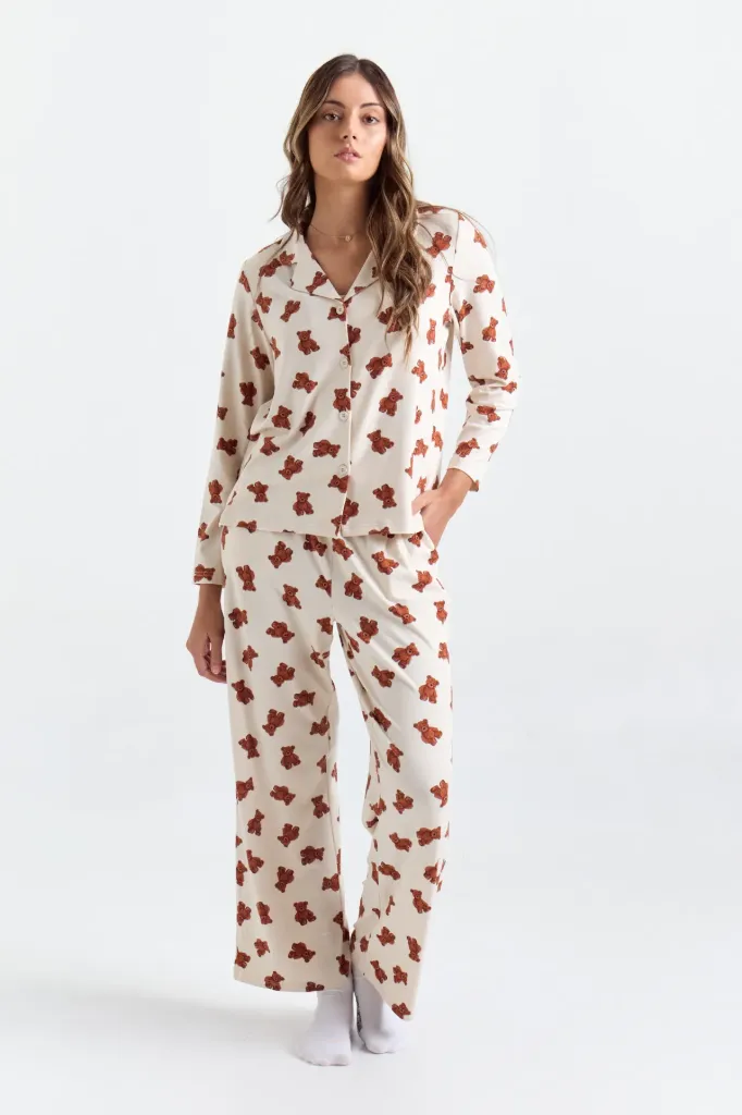 Cute bear, Pijama camisero de modal soft