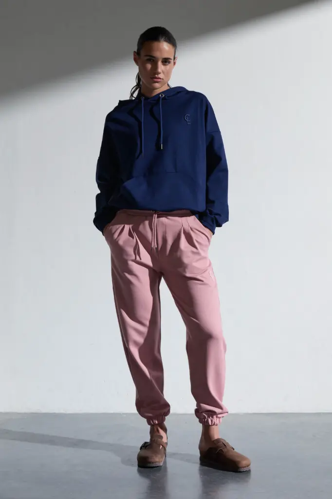 Roma, Pantalon con pinzas y puños (S, Azul)