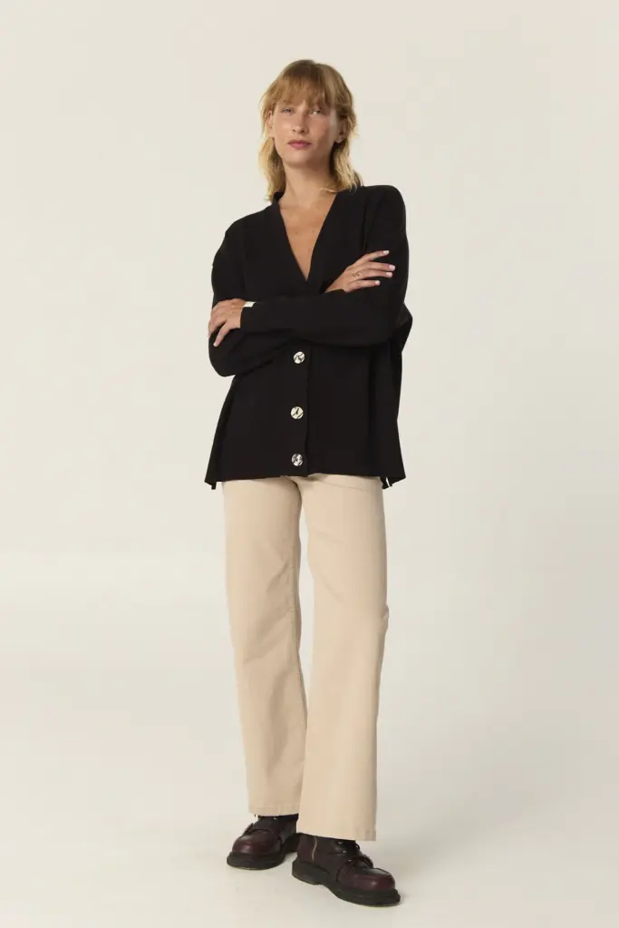 Soledad, Wide Leg de gabardina (Crudo, S)