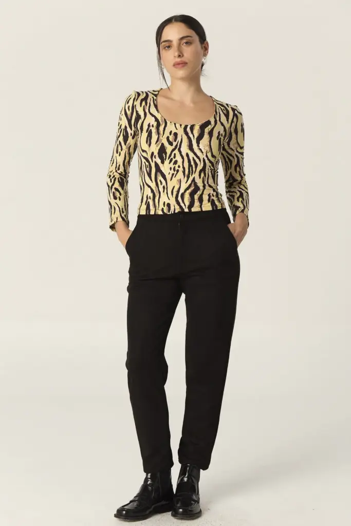 Gaia, Pantalón de gamuza elastizada (S, Negro)