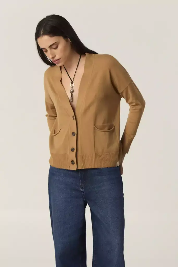 Simona, Cardigan tejido (M, Gris)