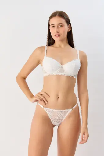 [269-126] Valentine, Corpiño con aro y tanga regulable de puntilla